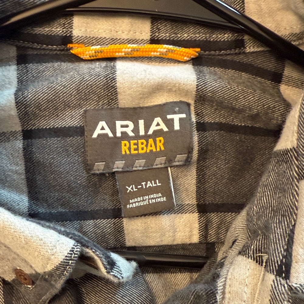 Ariat Rebar Black and Gray Plaid Shirt